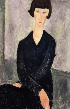 monochrome black white Painting - the black dress 1918 Amedeo Modigliani